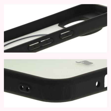 Etui z pierścieniem magnetycznym Bizon Case MatteO do Google Pixel 9 Pro XL, półprzezroczyste z czarną ramką