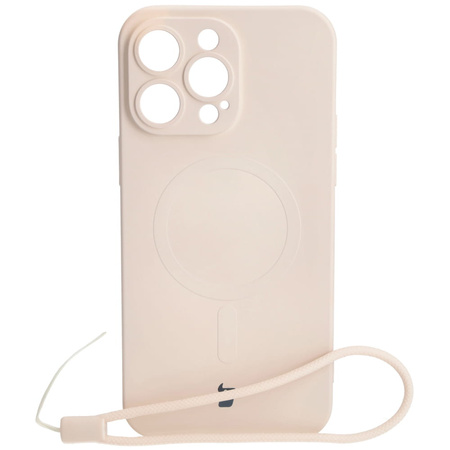 Etui silikonowe z pierścieniem magnetycznym Bizon Case Silicone Magnetic do iPhone 14 Pro Max, beżowe
