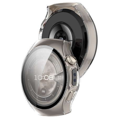 Etui ze szkłem do zegarka Bizon Case+Glass Watch do Huawei Watch 5 42 mm, przeźroczyste