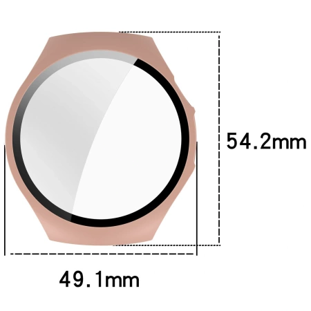 Etui ze szkłem do zegarka Bizon Case+Glass Watch do Huawei Watch 5 46 mm, różowe