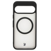 Etui z pierścieniem magnetycznym Bizon Case MatteO do Google Pixel 9/9 Pro, półprzezroczyste z czarną ramką