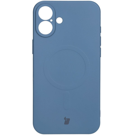 Silikonowe etui z pierścieniem magnetycznym Bizon Case Silicone Magnetic do iPhone 16 Plus, granatowe