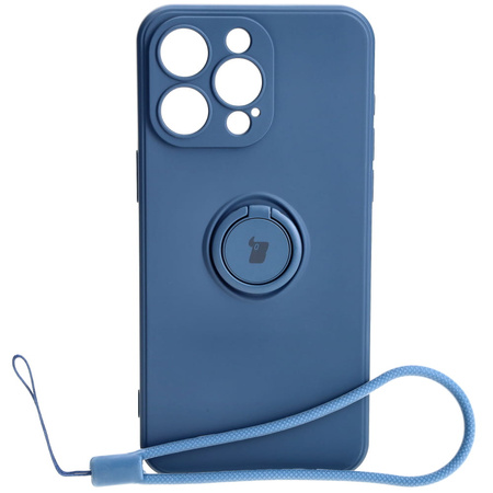 Etui Bizon Case Silicone Ring Sq do Apple iPhone 15 Pro Max, granatowe