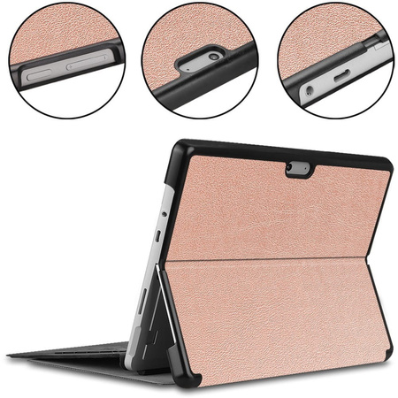 Etui Bizon Case Tab Croc do Microsoft Surface Pro 8, różowozłote