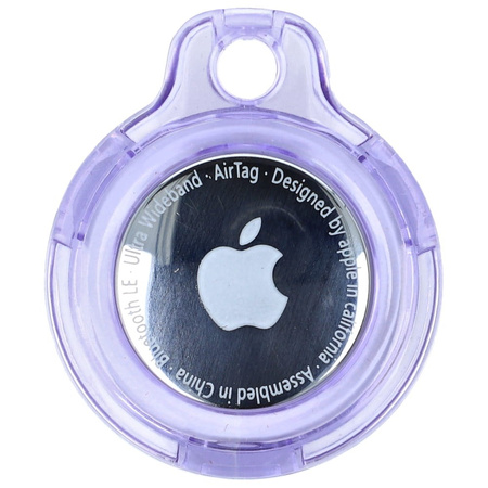 Etui Bizon Case Locator Keychain do Apple AirTag, przezroczysto-fioletowe