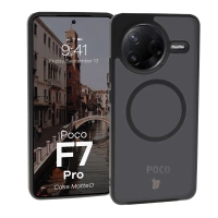 Etui z pierścieniem magnetycznym Bizon Case MatteO do Xiaomi Poco F7 Pro, przydymione-czarne