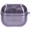 Elastyczne etui z karabińczykiem Bizon Case Headphone Clear do Samsung Galaxy Buds 3/3 Pro przeźroczysto-fioletowe
