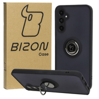 Etui z uchwytem na palec Bizon Case Hybrid Ring do Galaxy A05s, przydymione z czarną ramką
