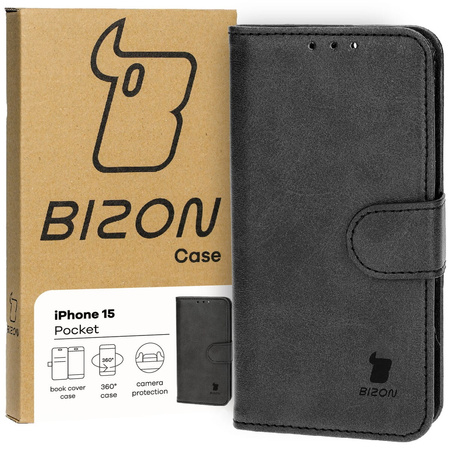 Etui z klapką Bizon Case Pocket do iPhone 15, czarne