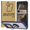 Etui z uchwytem na palec Bizon Case Hybrid Ring do Motorola Edge 50 Ultra, przydymione z granatową ramką