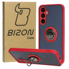 Etui z uchwytem na palec Bizon Case Hybrid Ring do Galaxy A25 5G, przydymione z czerwoną ramką