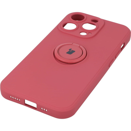 Etui Bizon Case Silicone Ring Sq do iPhone 14 Pro, brudny róż