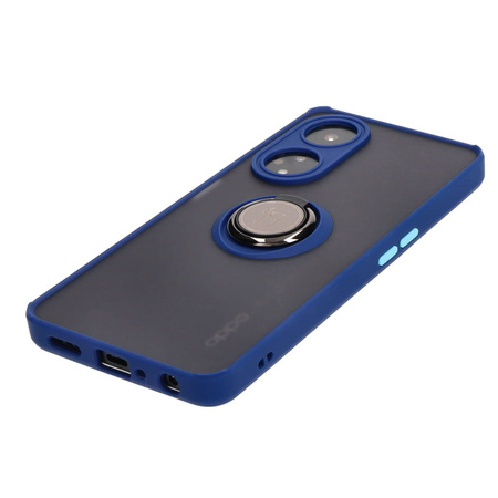 Etui z uchwytem na palec Bizon Case Hybrid Ring do Oppo A98 5G, przydymione z granatową ramką