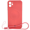Etui silikonowe z pierścieniem magnetycznym Bizon Case Silicone Magnetic do iPhone 11, brudnoróżowe
