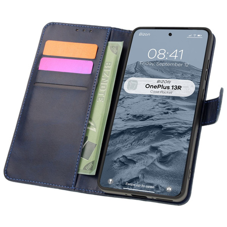 Etui z klapką Bizon Case Pocket do OnePlus 13R, granatowe