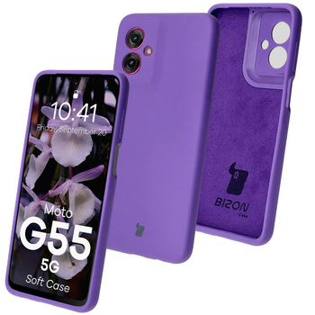 Silikonowe etui Bizon Soft Case do Motorola Moto G55 5G, fioletowe