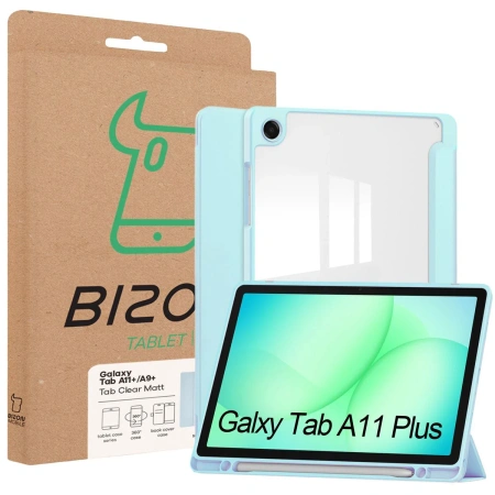 Etui z klapką Bizon Case Tab Clear Matt do Galaxy Tab A11 Plus / A9 Plus, błękitne