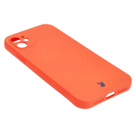 Etui silikonowe z pierścieniem magnetycznym Bizon Case Silicone Magnetic do iPhone 11, marchewkowe