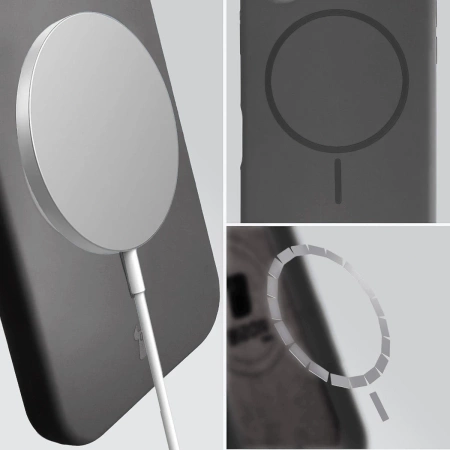Silikonowe etui z pierścieniem magnetycznym Bizon Soft Case Magnetic do iPhone 17 Pro, grafitowe