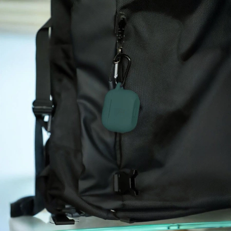 Silikonowe etui z karabińczykiem Bizon Case Headphone Silicone do AirPods 4, jasnozielone