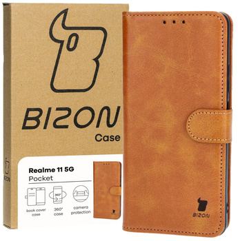 Etui z klapką Bizon Case Pocket do Realme 11 5G, brązowe