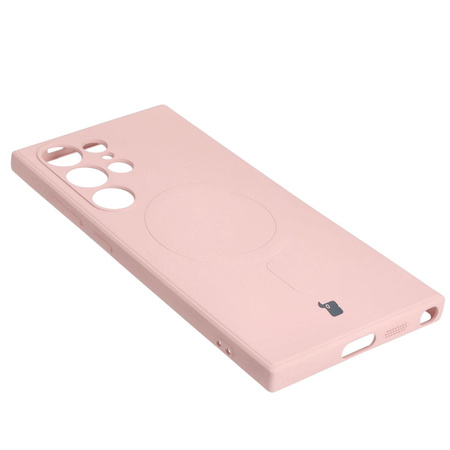 Etui Bizon Case Silicone Magnetic Sq do Galaxy S24 Ultra, jasnoróżowe