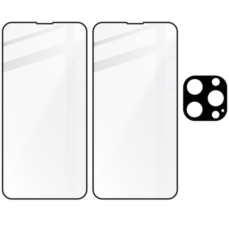 2x Szkło + szybka na aparat Bizon Edge Pack do iPhone 13 Pro