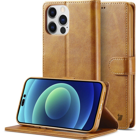 Etui Bizon Case Wallet do iPhone 14 Pro, jasnobrązowe