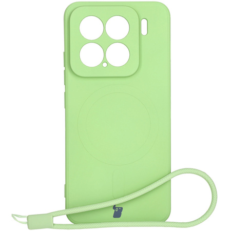 Silikonowe etui z pierścieniem magnetycznym Bizon Case Silicone Magnetic Sq do Xiaomi 15, jasnozielone