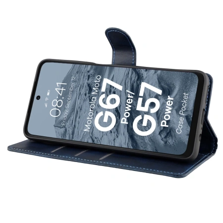 Etui z klapką Bizon Case Pocket do Motorola Moto G57 Power / G67 Power, granatowe