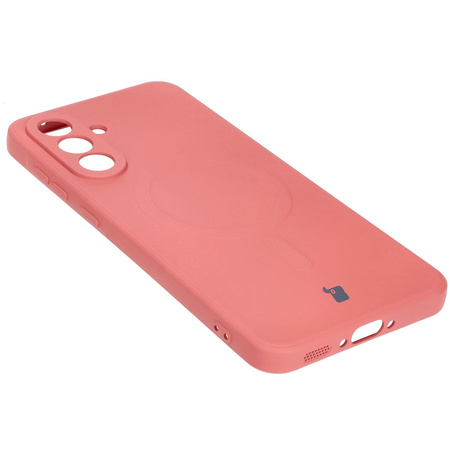Silikonowe etui z pierścieniem magnetycznym Bizon Case Silicone Magnetic Sq do Galaxy A36 5G, brudnoróżowe