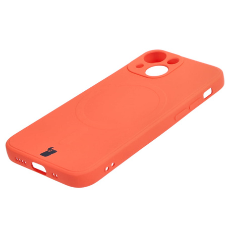 Etui Bizon Case Silicone Magnetic Sq do iPhone 13 Mini, marchewkowe