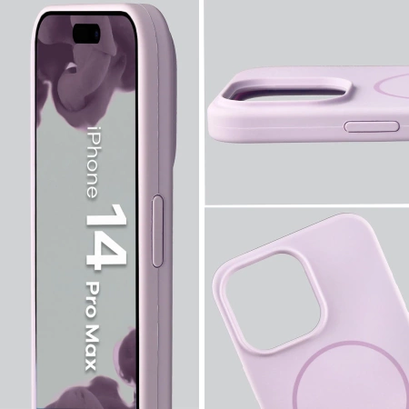 Silikonowe etui z pierścieniem magnetycznym Bizon Soft Case Magnetic do iPhone 14 Pro Max, jasnofioletowe