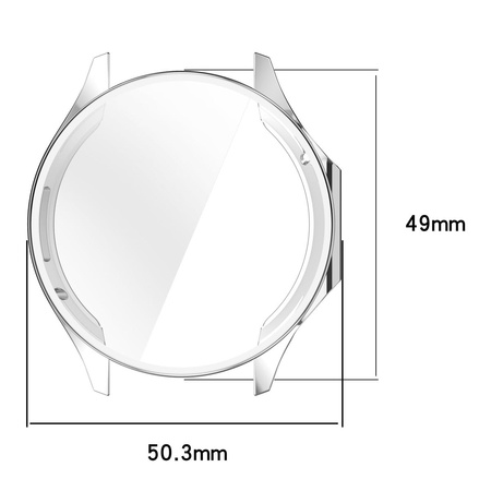 Etui z osłoną ekranu Bizon Case Watch Felipe do OnePlus Watch 3 / Oppo Watch X2, srebrne