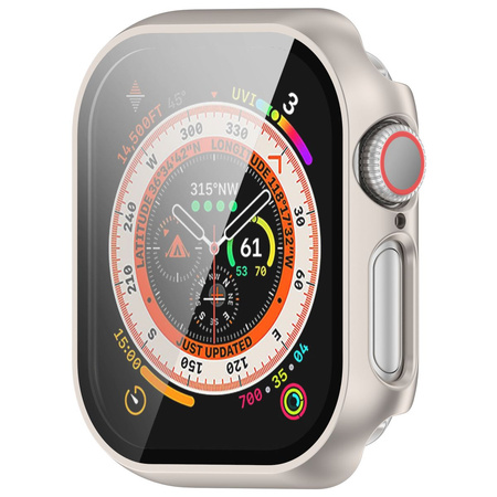 Etui ze szkłem do zegarka Bizon Case+Glass Watch do Apple Watch 11 / 10 42mm, szampańskie