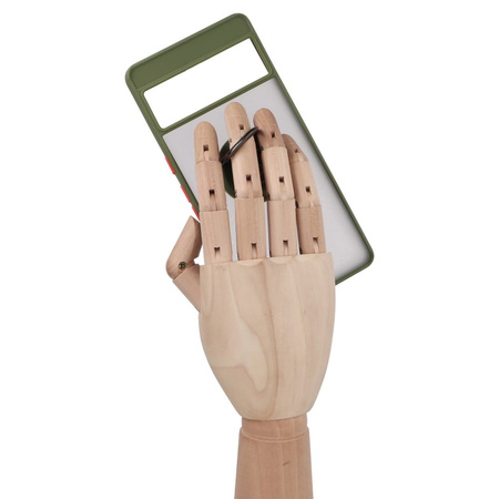Etui z uchwytem na palec Bizon Case Hybrid Ring do Google Pixel 7 Pro, przydymione z zieloną ramką
