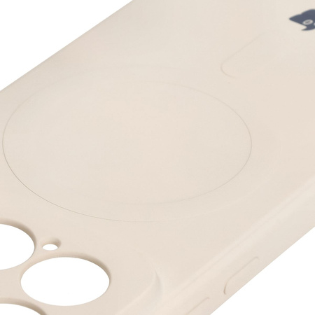 Silikonowe etui z pierścieniem magnetycznym Bizon Case Silicone Magnetic Sq do Xiaomi 15, beżowe