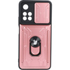 Etui Bizon Case Camshield Card Slot Ring do Xiaomi Redmi Note 11 Pro+ 5G, jasnoróżowe