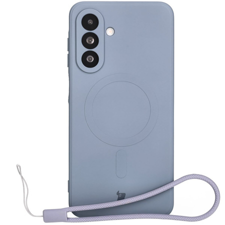 Silikonowe etui z pierścieniem magnetycznym Bizon Case Silicone Magnetic Sq do Galaxy A26 5G, szare