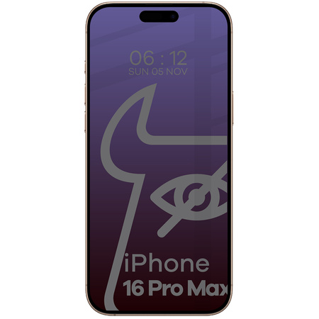Prywatyzujące szkło hartowane Bizon Glass Edge Shadow do iPhone 16 Pro Max, przyciemniane z czarną ramką