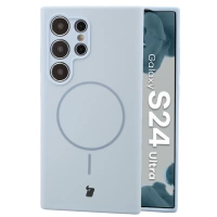 Silikonowe etui z pierścieniem magnetycznym Bizon Soft Case Magnetic do Galaxy S24 Ultra, błękitne