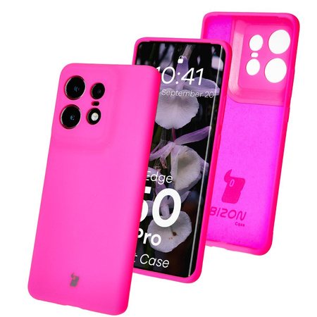 Silikonowe etui Bizon Soft Case do Motorola Edge 50 Pro, neonowo-różowe