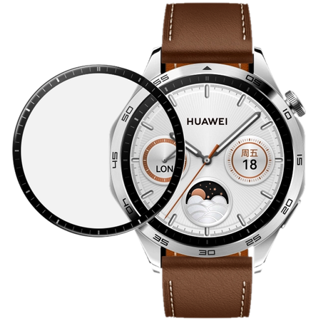 Szkło hybrydowe Bizon Glass Watch Edge Hybrid dla Huawei Watch GT 4 46 mm, czarne