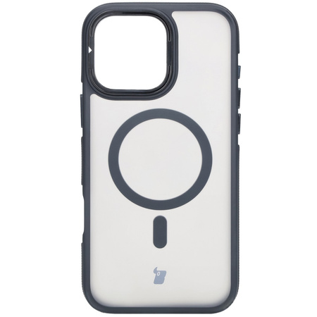 Etui z podstawką i pierścieniem magnetycznym Bizon Case Eclipse do iPhone 16 Pro Max, przydymione z czarną ramką