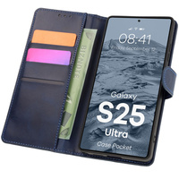 Etui z klapką Bizon Case Pocket do Galaxy S25 Ultra, granatowe