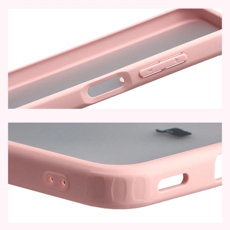 Etui Bizon Case Angelo do Galaxy A17 5G, półprzezroczyste z jasnoróżową ramką