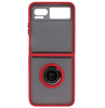 Etui z uchwytem na palec Bizon Case Hybrid Ring do Motorola Razr 40, przydymione z czerwoną ramką