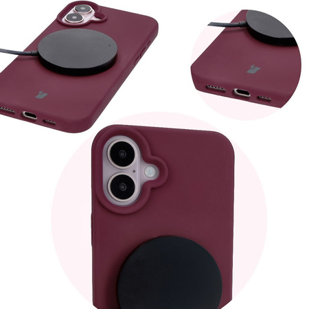 Silikonowe etui Bizon Soft Case do iPhone 16, ciemnofioletowe