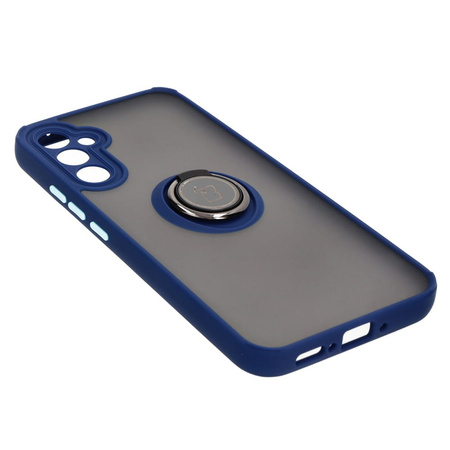 Etui z uchwytem na palec Bizon Case Hybrid Ring do Galaxy A34 5G, przydymione z granatową ramką