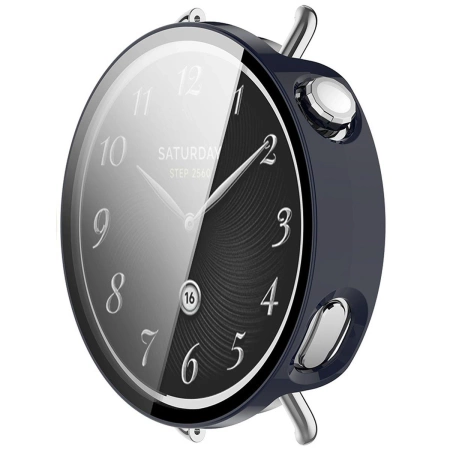 Etui ze szkłem do zegarka Bizon Case Watch Adamo do Xiaomi Watch S4 41 mm, niebiekie